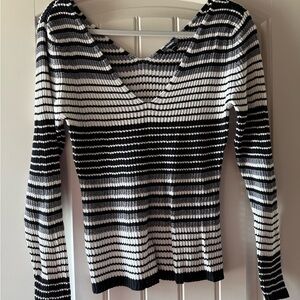 Express Black and White V-Neck Sweater